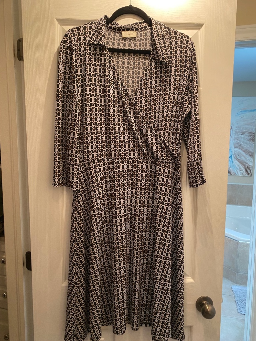Black and Cream Collared Dress